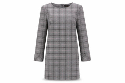 Next Womens Black Plaid Polyester Shift Size 10 Scoop Neck Zip