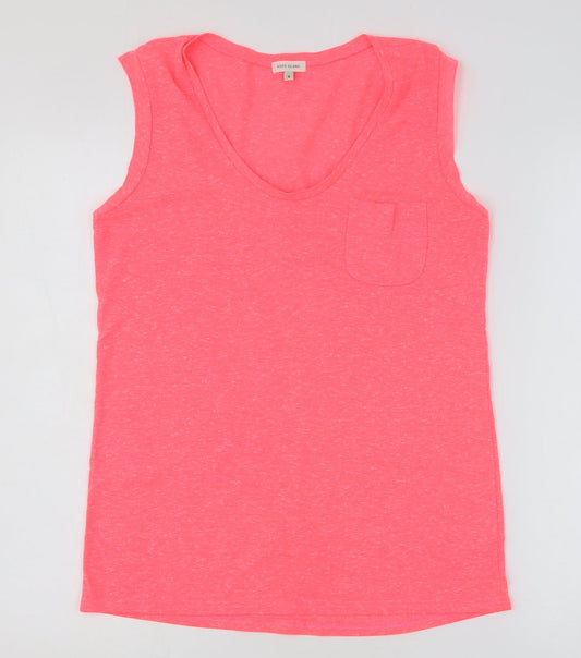 River Island Womens Pink Polyester Basic Tank Size 8 V-Neck