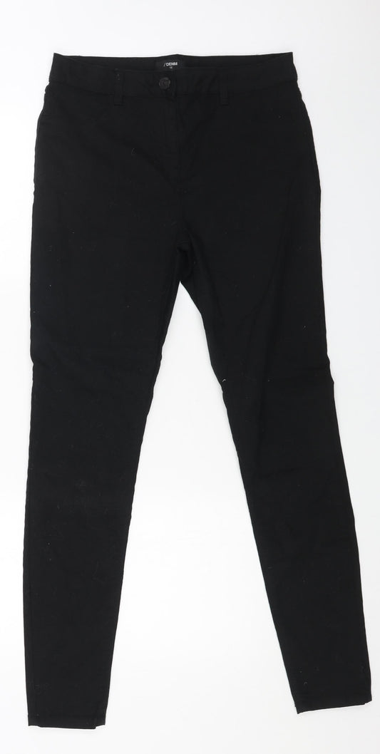 Denim Womens Black Cotton Skinny Jeans Size 12 L30 in Regular Button