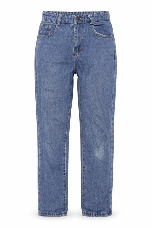 Womens Blue Cotton Straight Jeans Size 30 in L27 in Regular Button