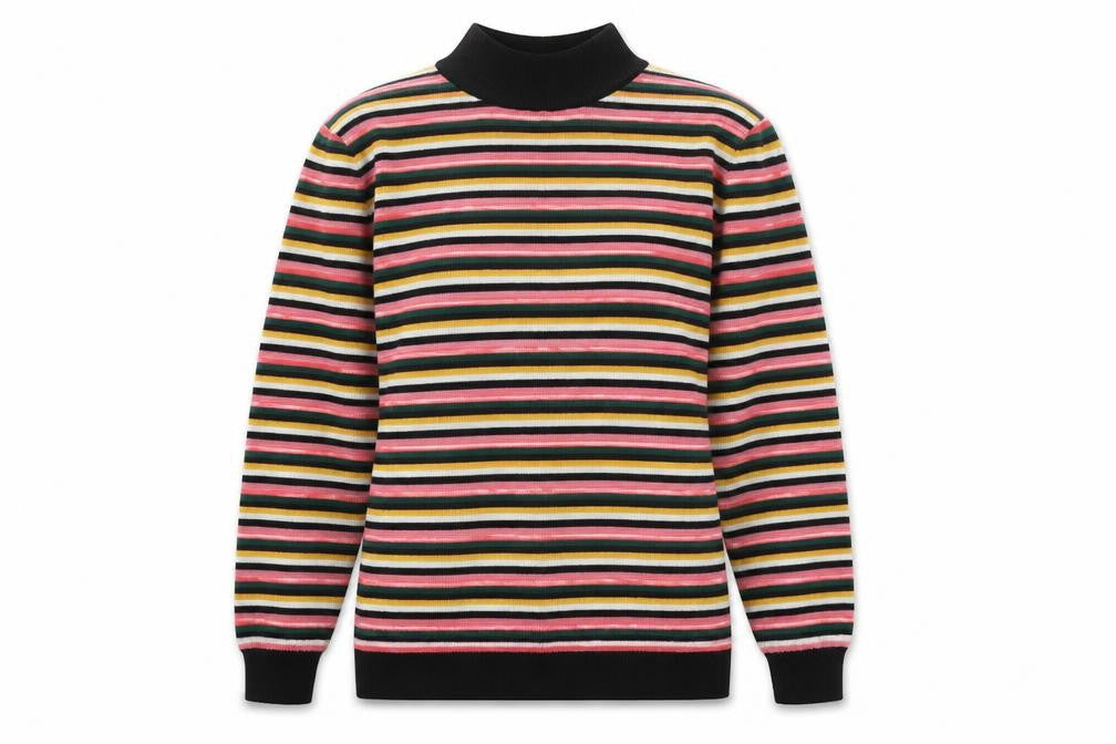 Papaya Womens Multicoloured Mock Neck Striped Acrylic Pullover Jumper Size 8