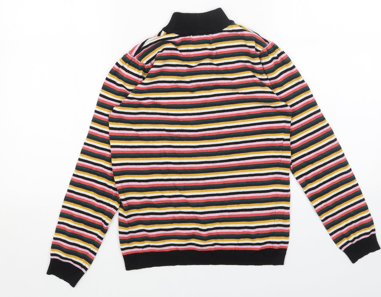 Papaya Womens Multicoloured Mock Neck Striped Acrylic Pullover Jumper Size 8