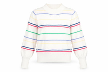 Next Womens White Round Neck Striped Acrylic Pullover Jumper Size XS