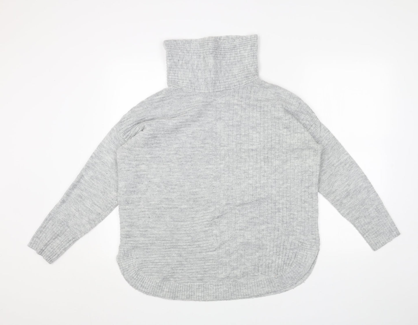 Wallis Womens Grey Roll Neck Acrylic Pullover Jumper Size S - Ribbed
