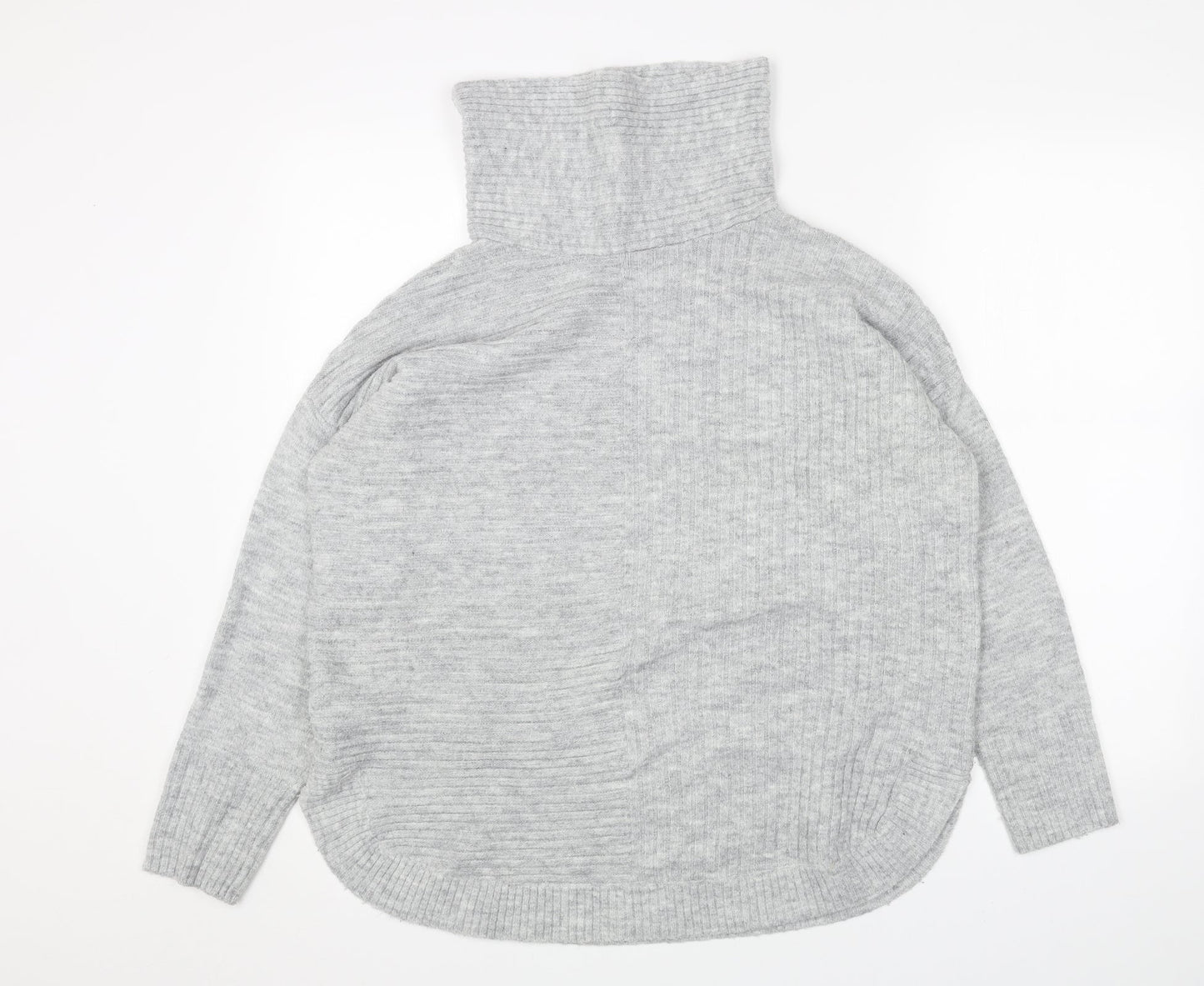 Wallis Womens Grey Roll Neck Acrylic Pullover Jumper Size S - Ribbed