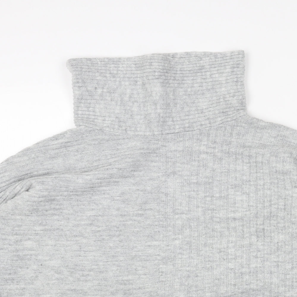 Wallis Womens Grey Roll Neck Acrylic Pullover Jumper Size S - Ribbed