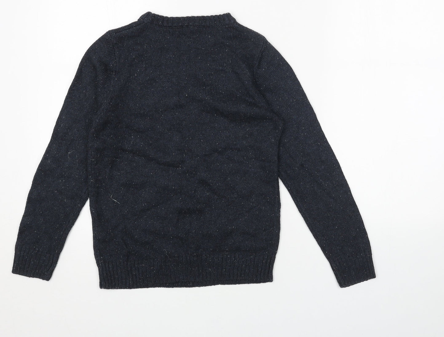 NEXT Womens Grey Round Neck Acrylic Pullover Jumper Size S - Reindeer