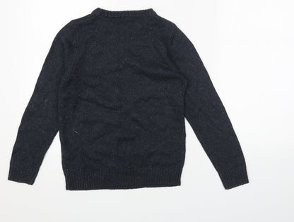 Next Womens Grey Round Neck Acrylic Pullover Jumper Size S - Reindeer