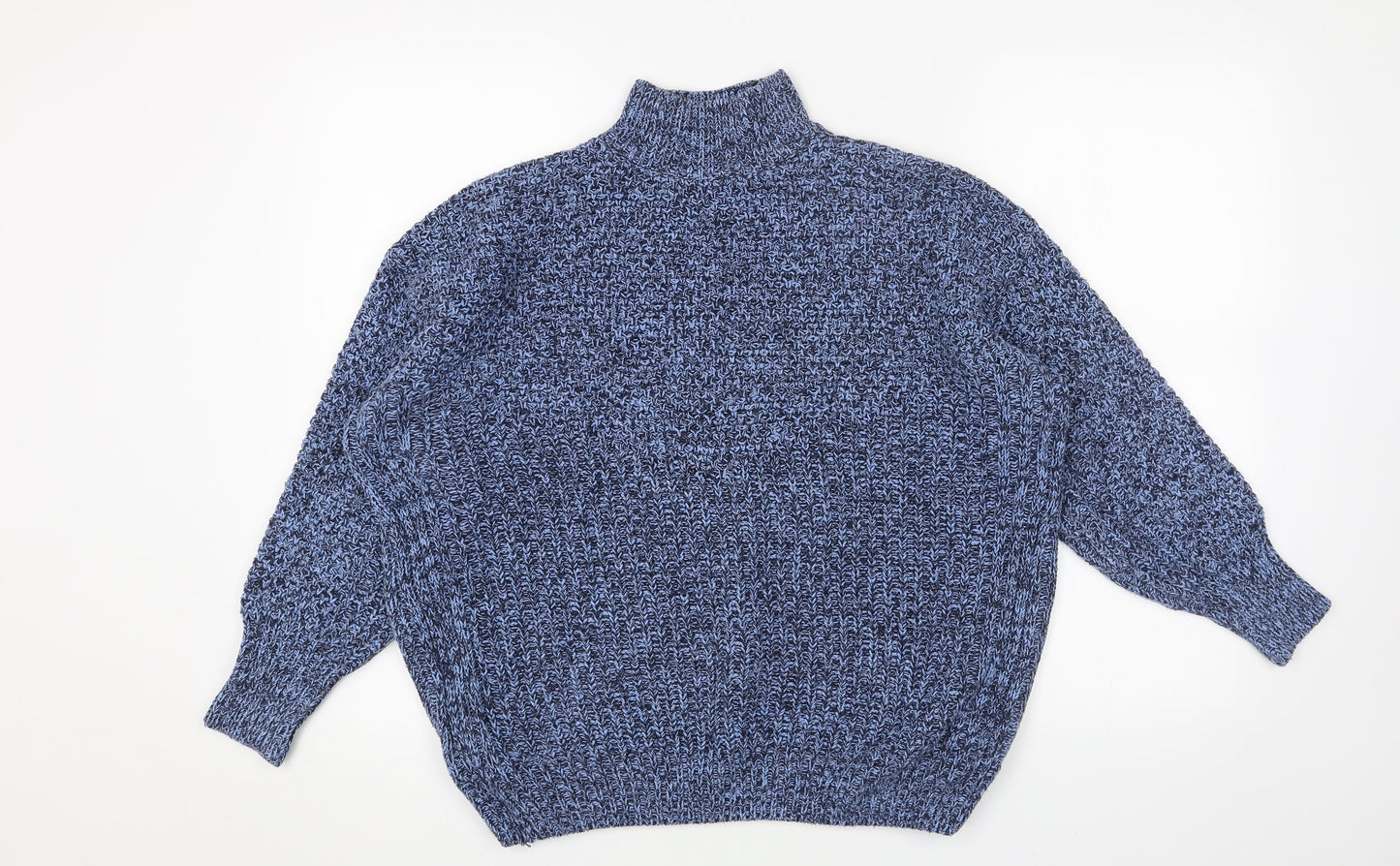 NEXT Womens Blue High Neck Cotton Pullover Jumper Size S