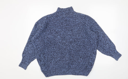 NEXT Womens Blue High Neck Cotton Pullover Jumper Size S