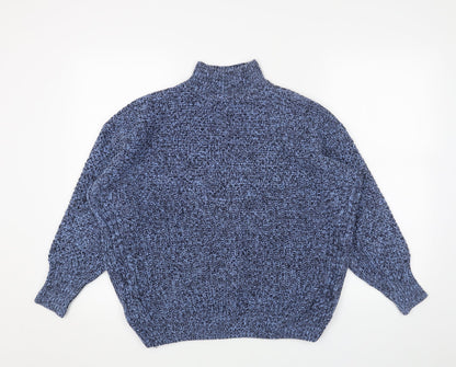 Next Womens Blue High Neck Cotton Pullover Jumper Size S