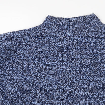 Next Womens Blue High Neck Cotton Pullover Jumper Size S