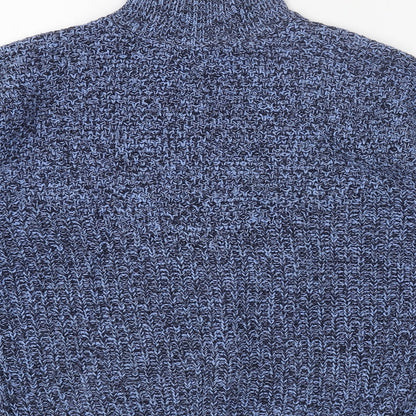 Next Womens Blue High Neck Cotton Pullover Jumper Size S