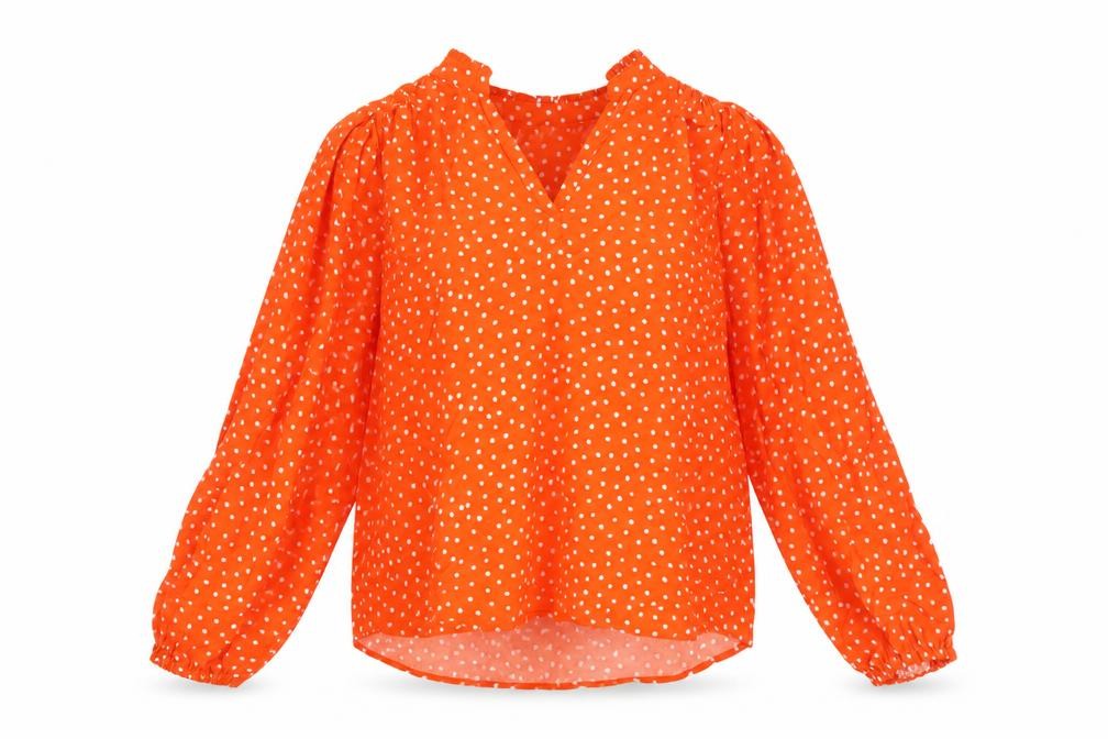 Marks & Spencer Womens Orange Geometric Viscose Basic Blouse Size 8 V-Neck
