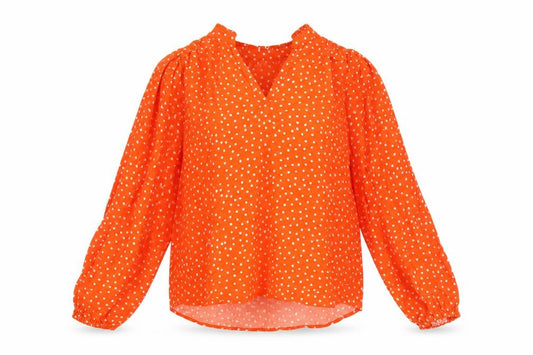Marks and Spencer Womens Orange Geometric Viscose Basic Blouse Size 8 V-Neck