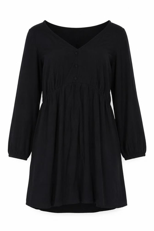 Marks & Spencer Womens Black Viscose Trapeze & Swing Size 10 V-Neck Pullover