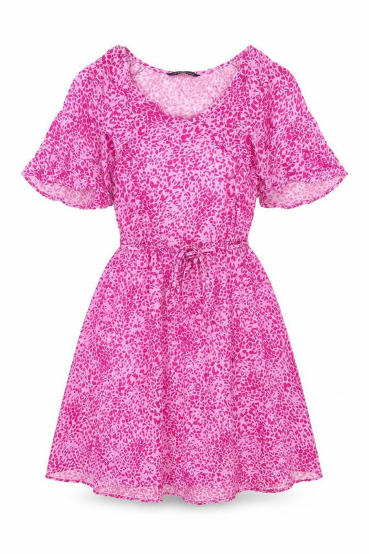 Marks and Spencer Womens Pink Animal Print Polyester A-Line Size 10 Round Neck Pullover - Leopard Pattern