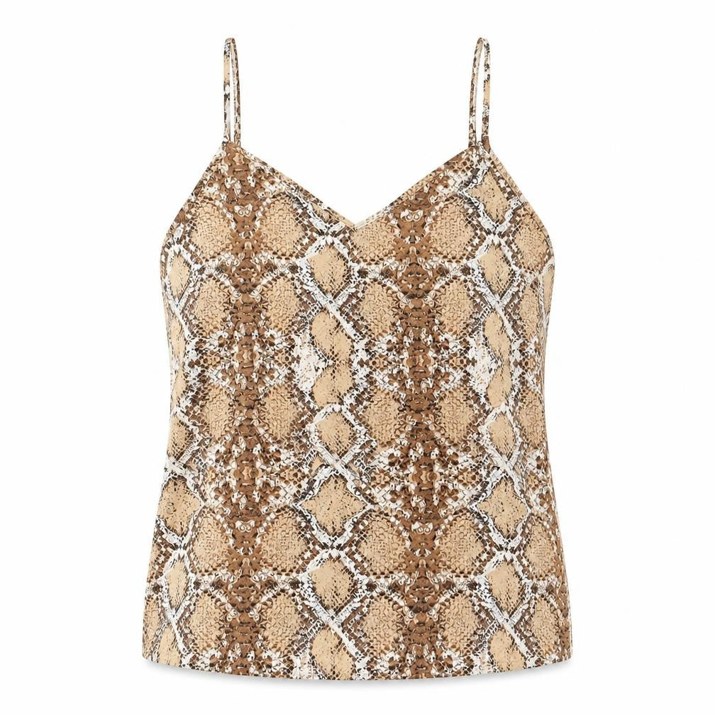 Marks & Spencer Womens Brown Animal Print Polyester Basic Tank Size 8 V-Neck - Snake Print