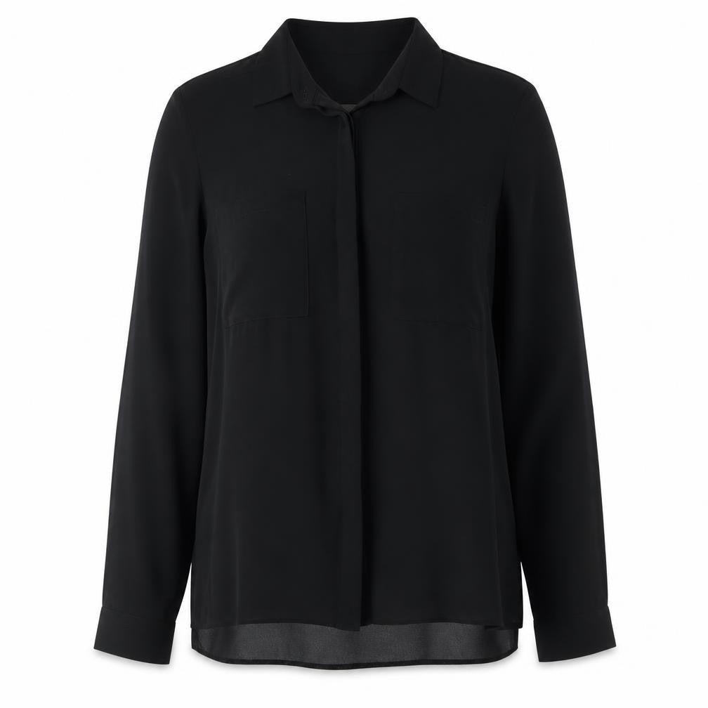 New Look Womens Black Polyester Basic Button-Up Size 10 Collared