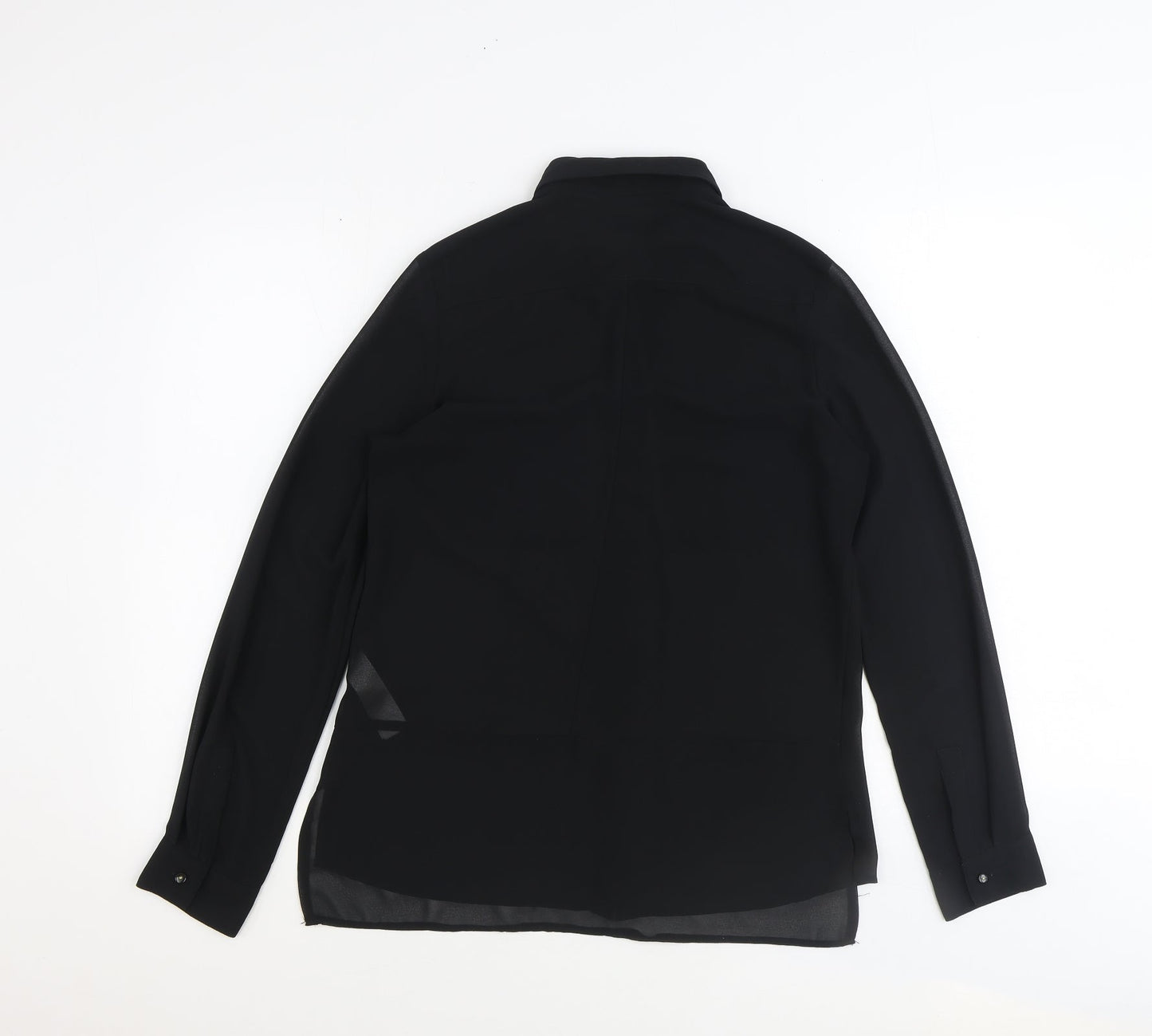 New Look Womens Black Polyester Basic Button-Up Size 10 Collared
