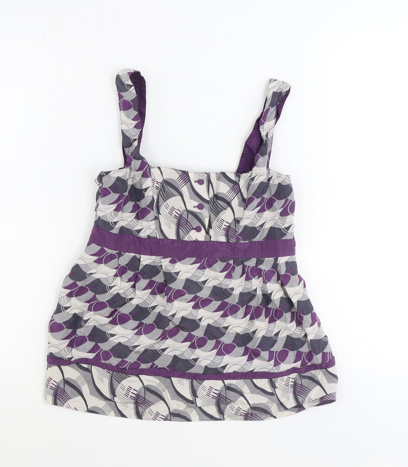 MNG Womens Multicoloured Geometric Silk Basic Tank Size M Square Neck