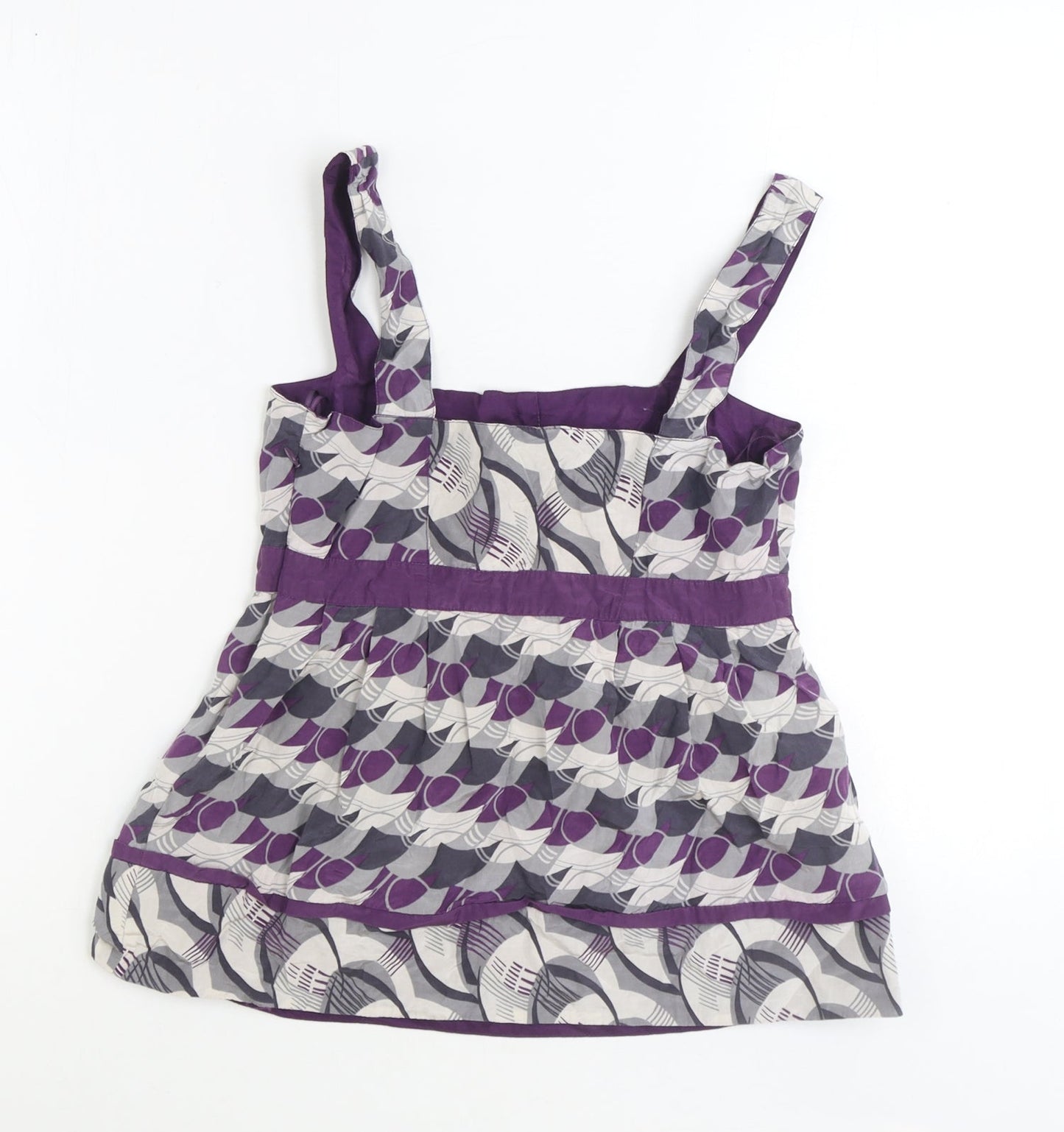 MNG Womens Multicoloured Geometric Silk Basic Tank Size M Square Neck