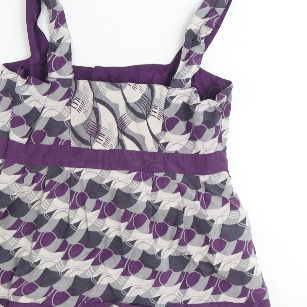 MNG Womens Multicoloured Geometric Silk Basic Tank Size M Square Neck