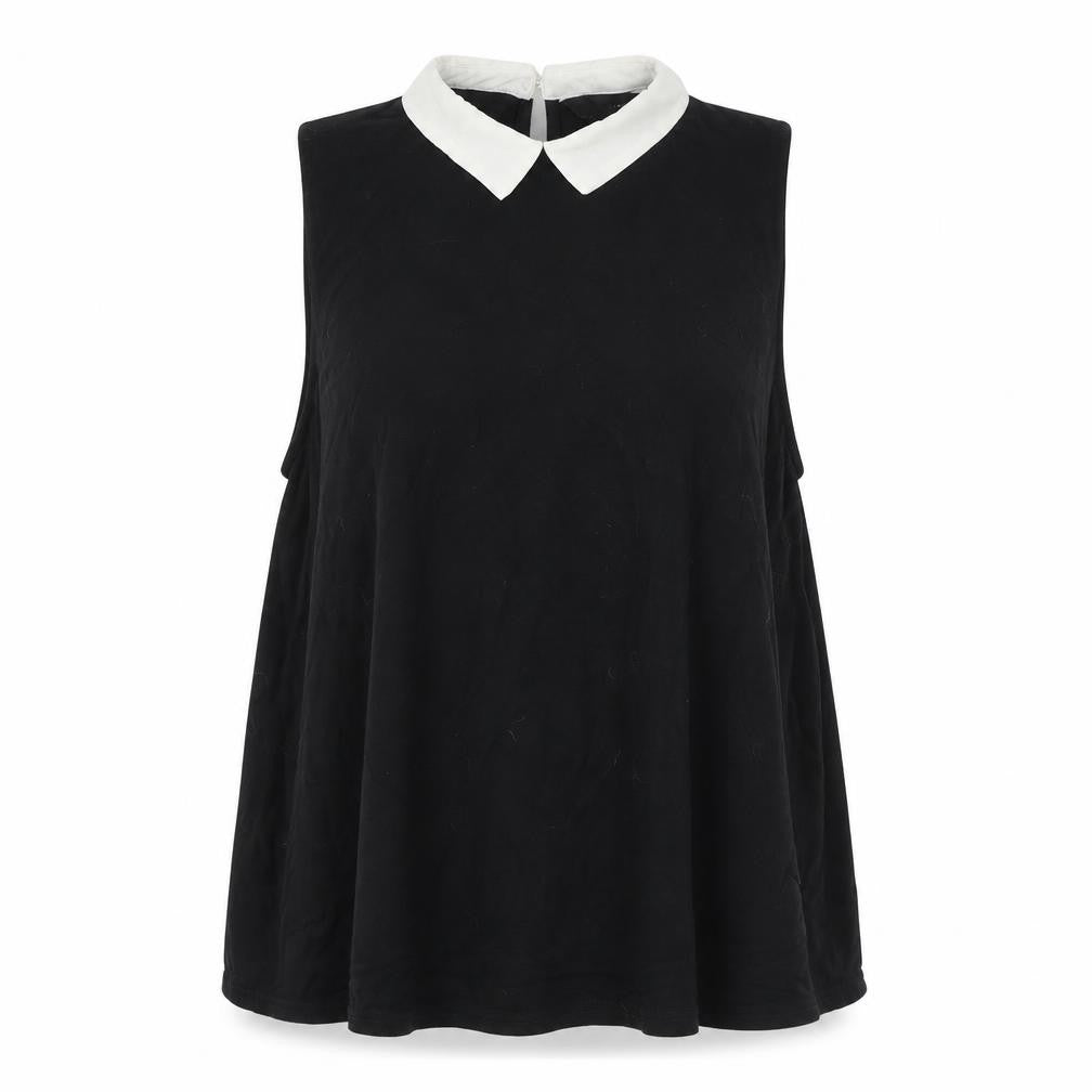 New Look Womens Black Viscose Basic Tank Size 10 Collared