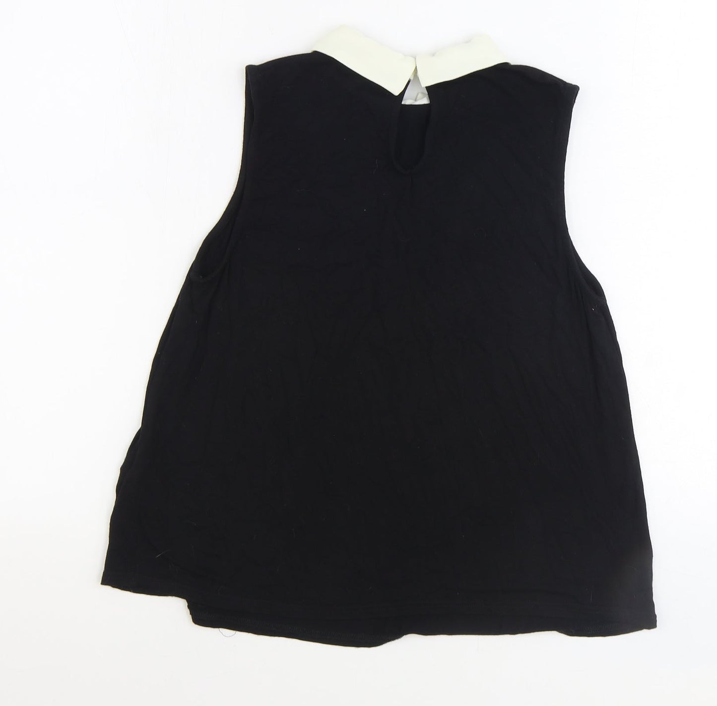 New Look Womens Black Viscose Basic Tank Size 10 Collared