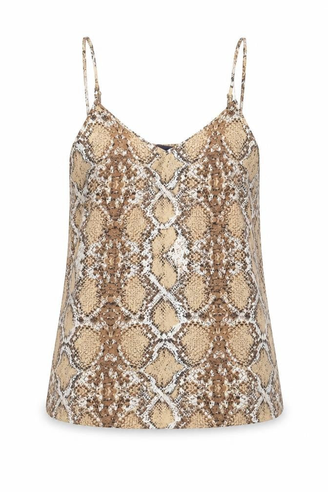 Marks & Spencer Womens Brown Animal Print Polyester Basic Tank Size 6 V-Neck - Snake Print