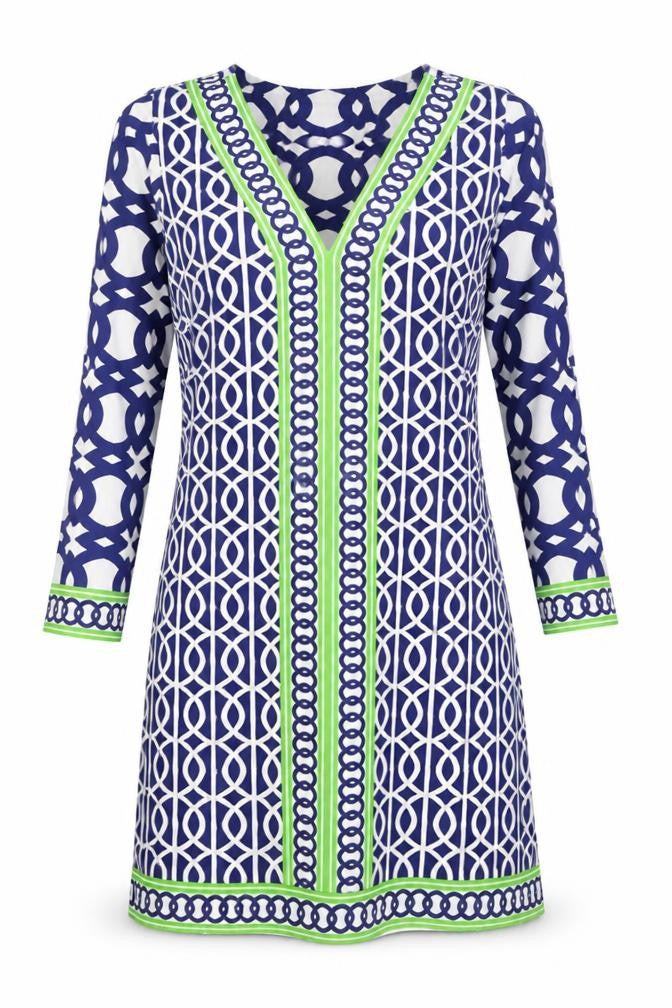Sandy Lane Womens Multicoloured Geometric Polyester A-Line Size XS V-Neck Magnetic