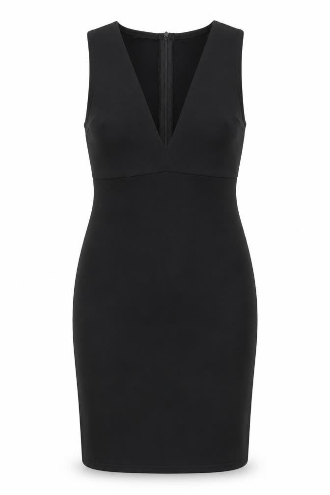 Missguided Womens Black Polyester A-Line Size 10 V-Neck Zip