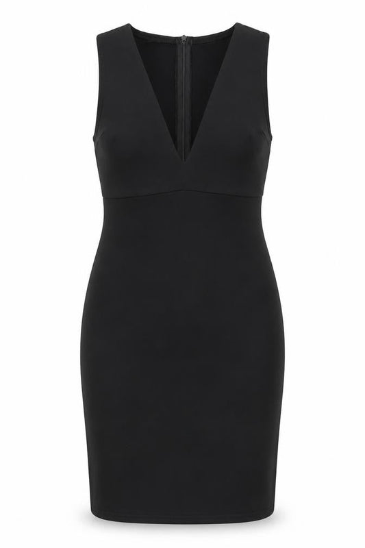 Missguided Womens Black Polyester A-Line Size 10 V-Neck Zip