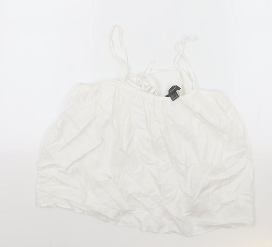 Primark Womens White Polyester Camisole Tank Size 6 Scoop Neck - Tie Back Detail
