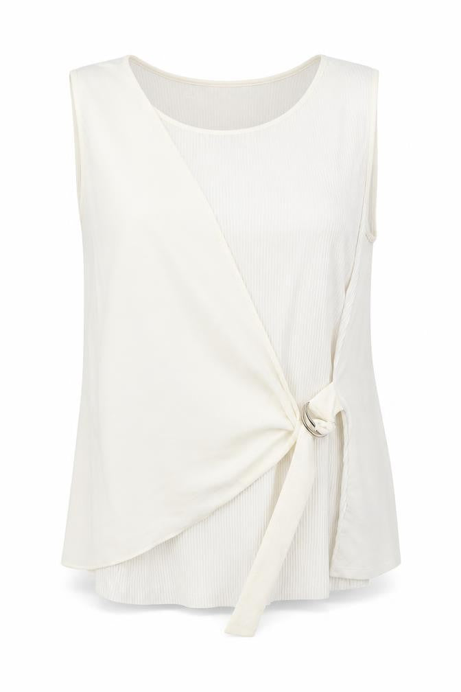 NEXT Womens Ivory Polyester Wrap Tank Size 12 Boat Neck