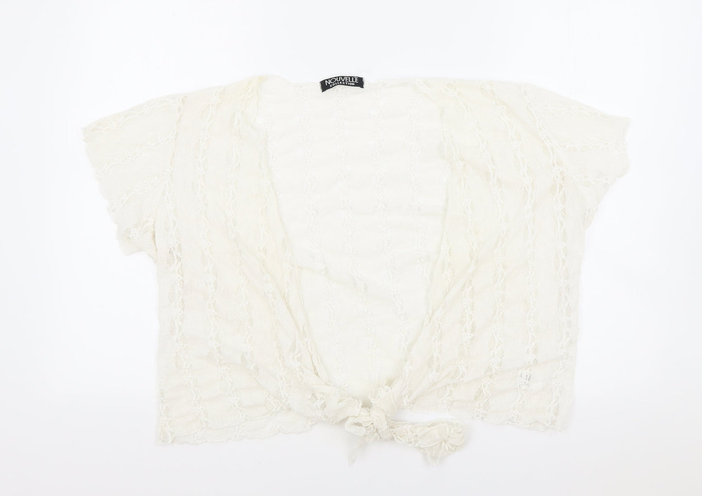 Nouvelle Womens Ivory Floral Elastane Cropped Blouse One Size V-Neck