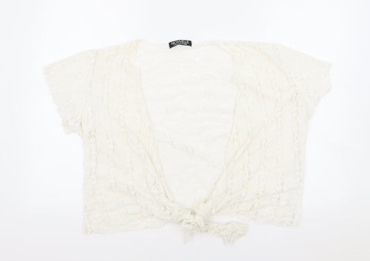 Nouvelle Womens Ivory Floral Elastane Cropped Blouse One Size V-Neck