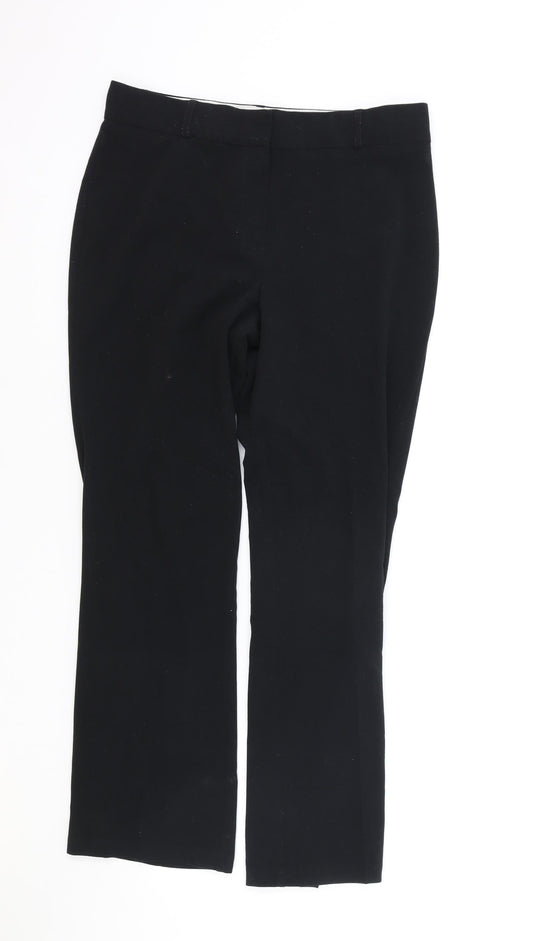 Marks and Spencer Womens Black Polyester Trousers Size 10 Regular Zip