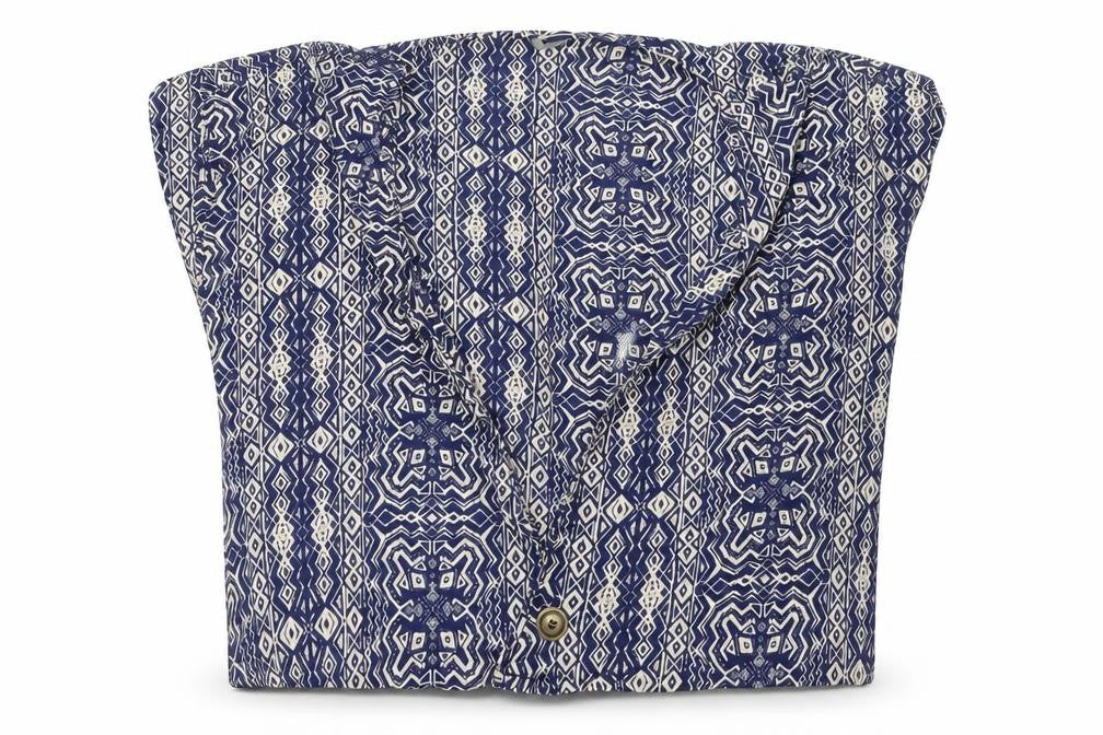 Marks & Spencer Womens Blue Geometric Modal Basic Blouse Size 14 V-Neck