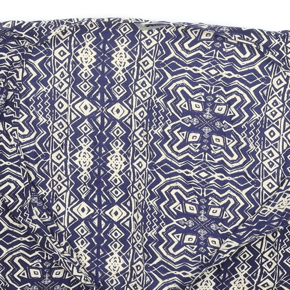 Marks and Spencer Womens Blue Geometric Modal Basic Blouse Size 14 V-Neck
