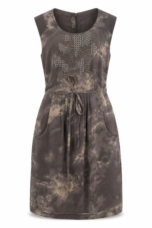Marks and Spencer Womens Brown Polyester A-Line Size 8 Scoop Neck Zip