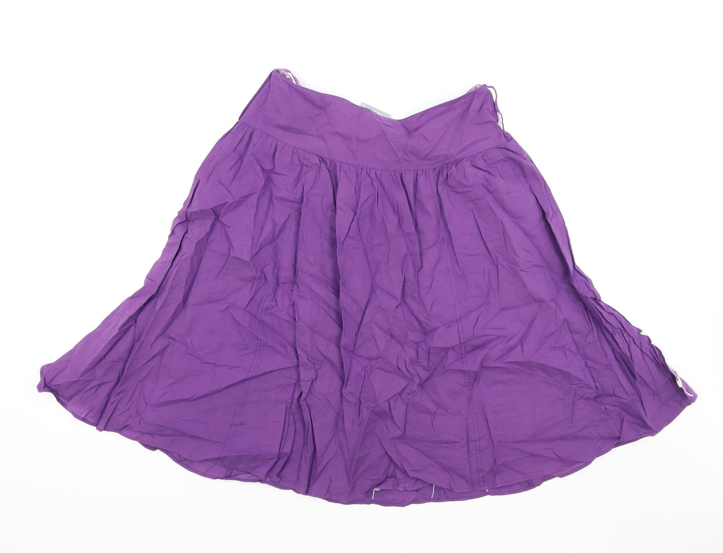 Wallis Womens Purple Floral Cotton Swing Skirt Size 10 Zip
