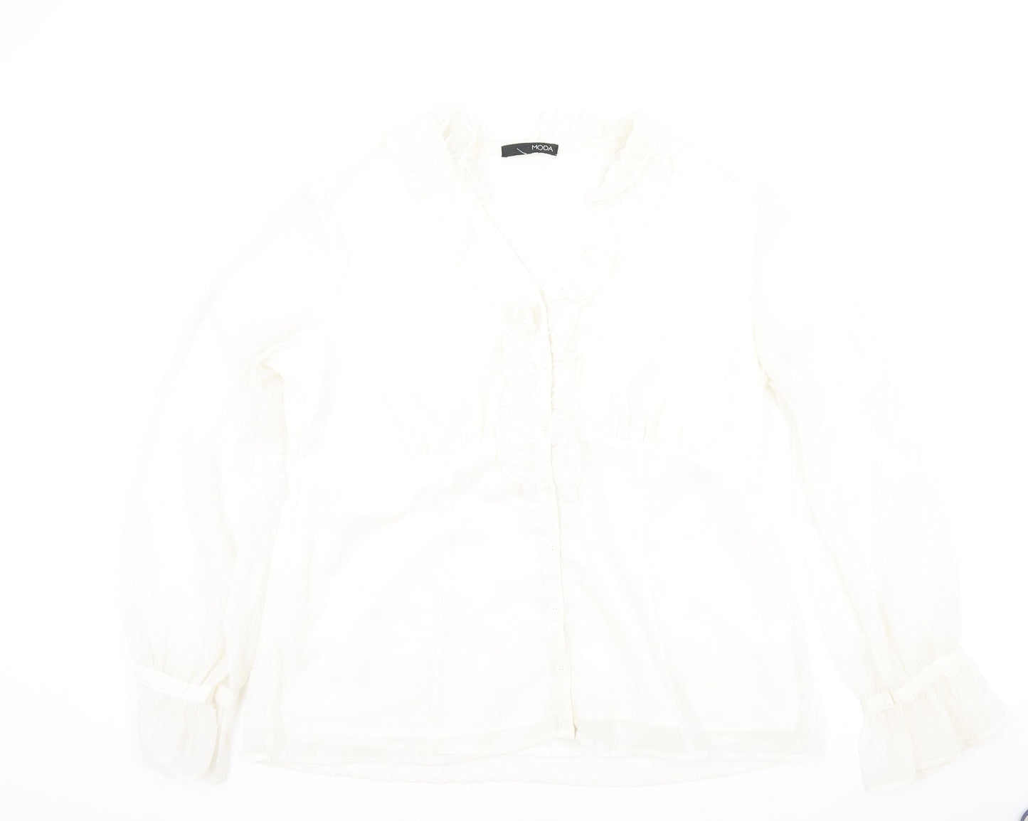 Moda Womens Ivory Polyester Basic Button-Up Size 16 V-Neck