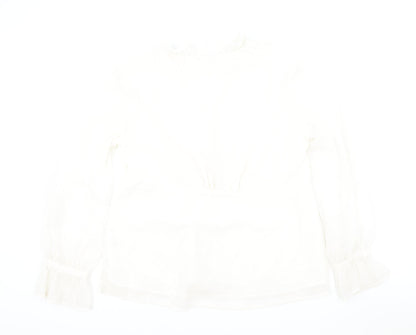 Moda Womens Ivory Polyester Basic Button-Up Size 16 V-Neck