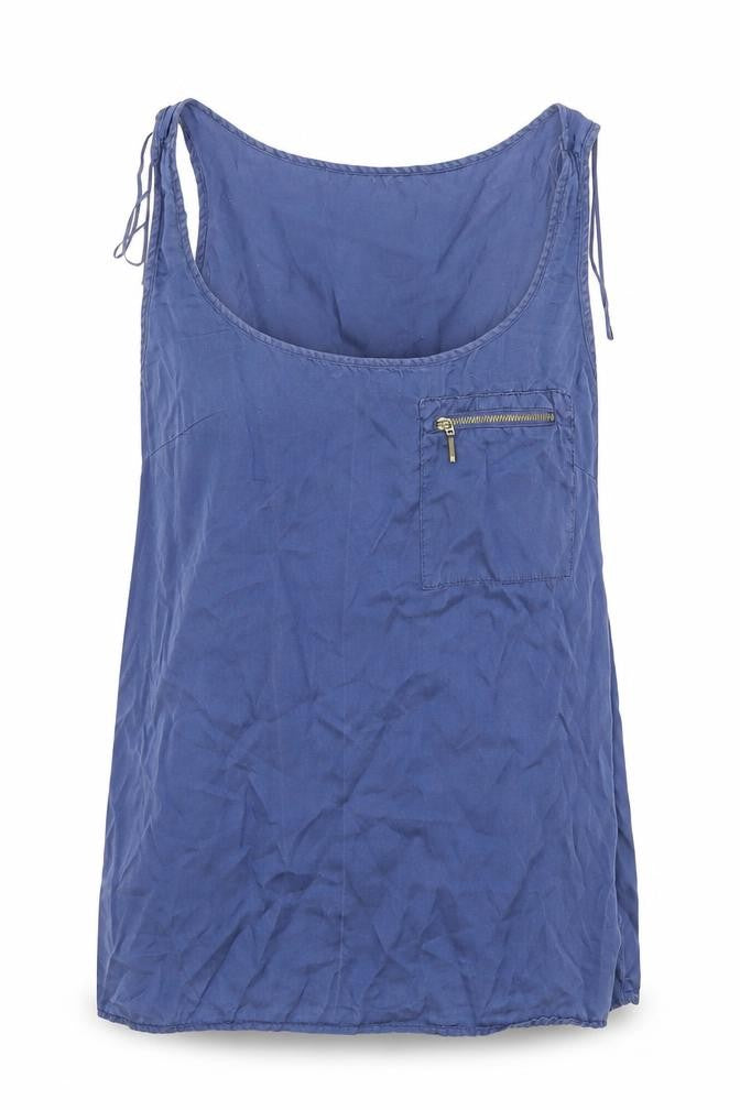 Zara Womens Blue Polyester Basic Tank Size M Scoop Neck