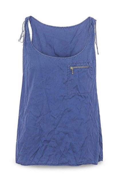 Zara Womens Blue Polyester Basic Tank Size M Scoop Neck