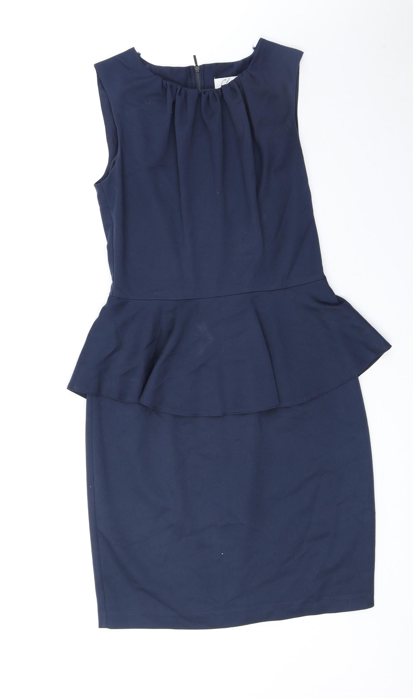 Closet Womens Blue Polyester Bodycon Size 10 Round Neck Zip