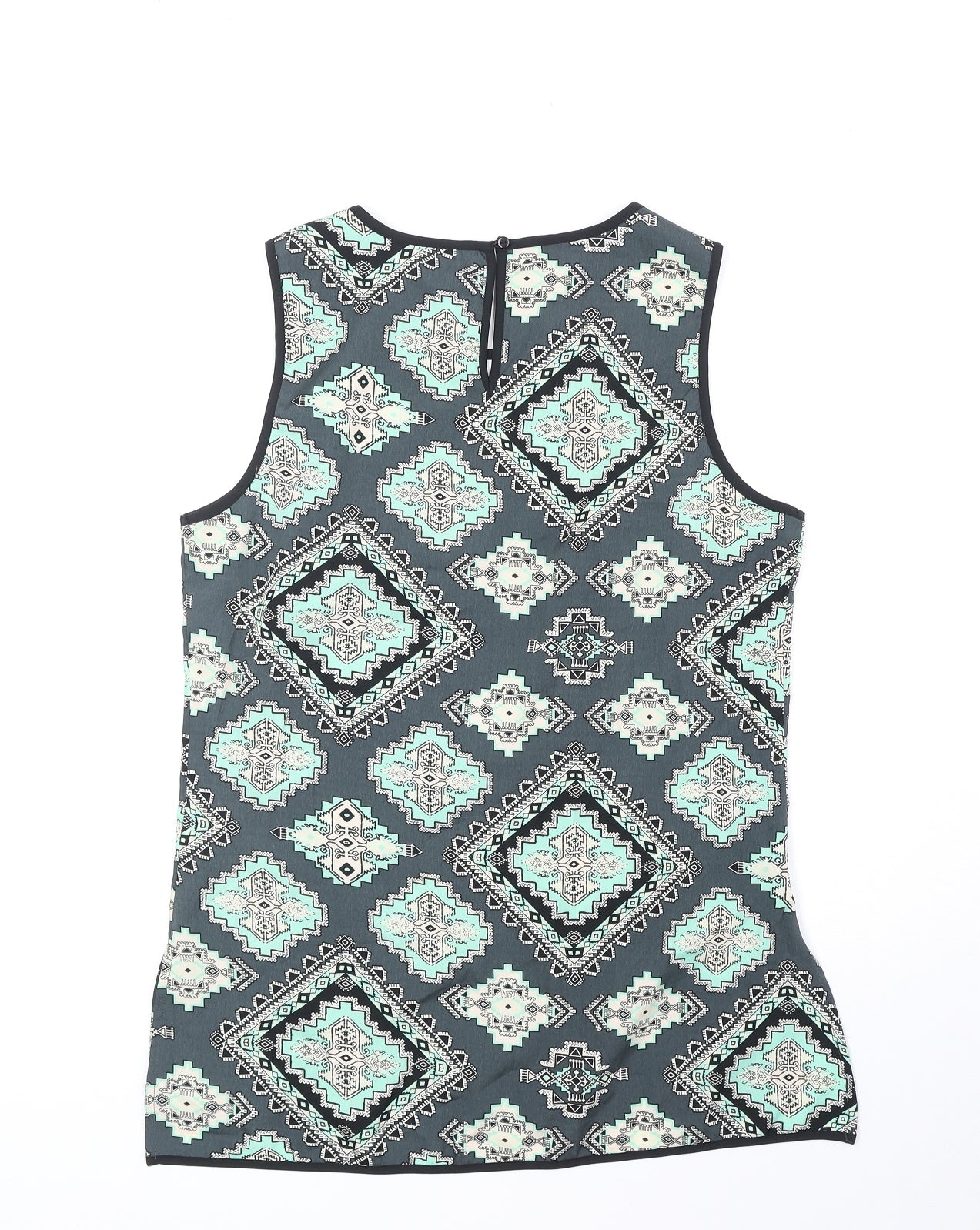 Red Herring Womens Green Geometric Polyester Basic Tank Size 10 Scoop Neck