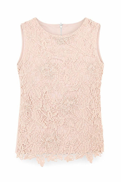 Warehouse Womens Beige Polyester Basic Tank Size 10 Round Neck