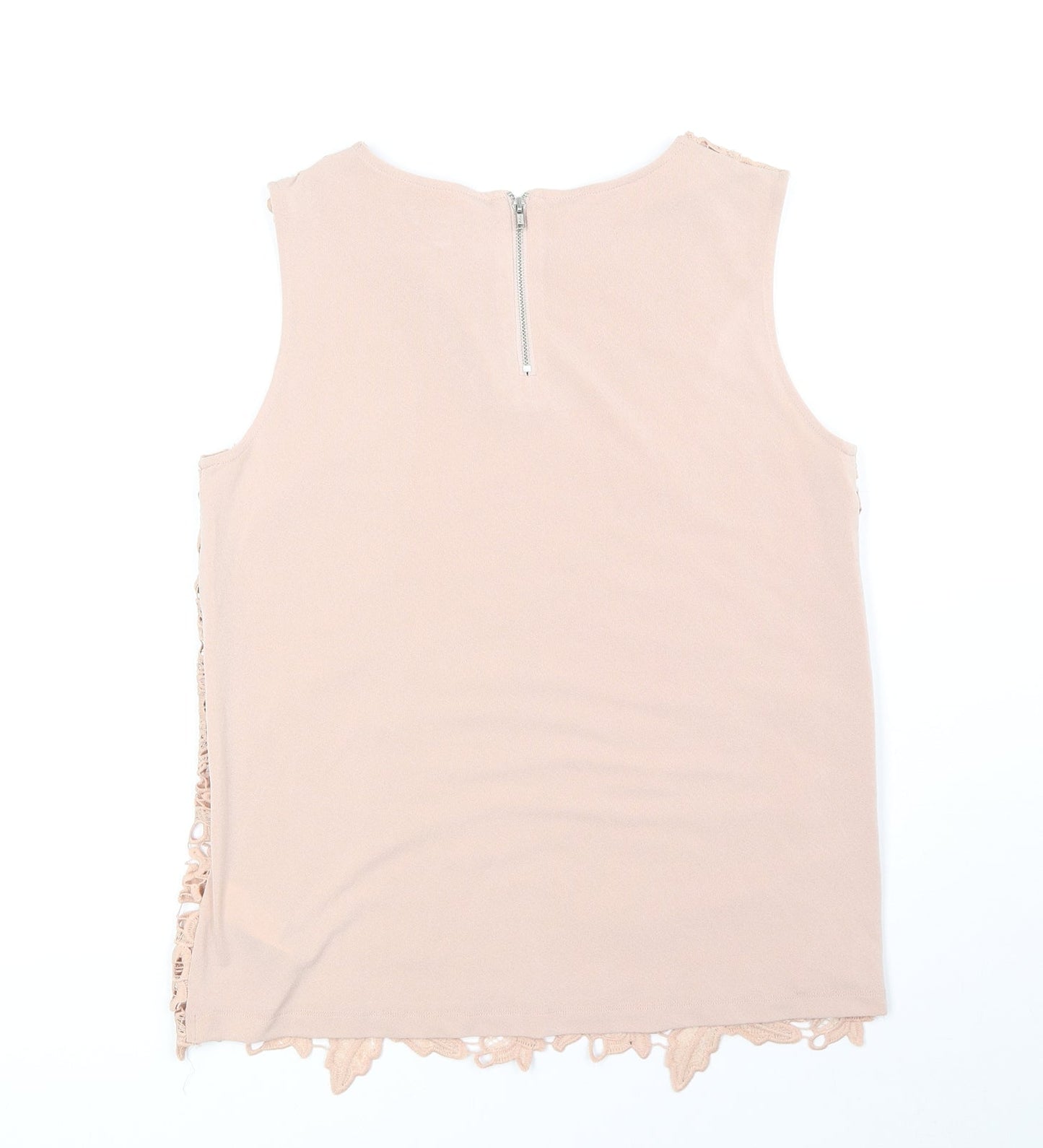 Warehouse Womens Beige Polyester Basic Tank Size 10 Round Neck